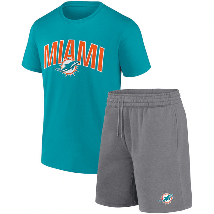 Miami Dolphins Aqua/Heather Gray Arch T-Shirt & Shorts Combo Set